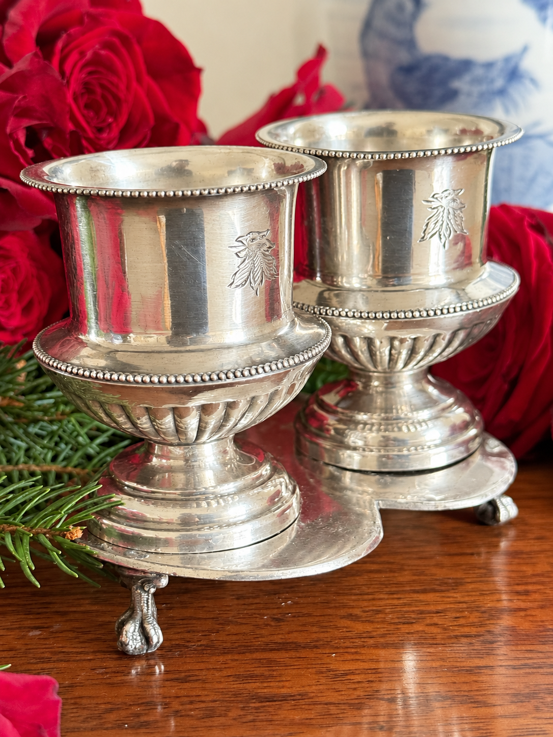 Antique Miniature Footed Urns with Beaded Detail – Sold Individually