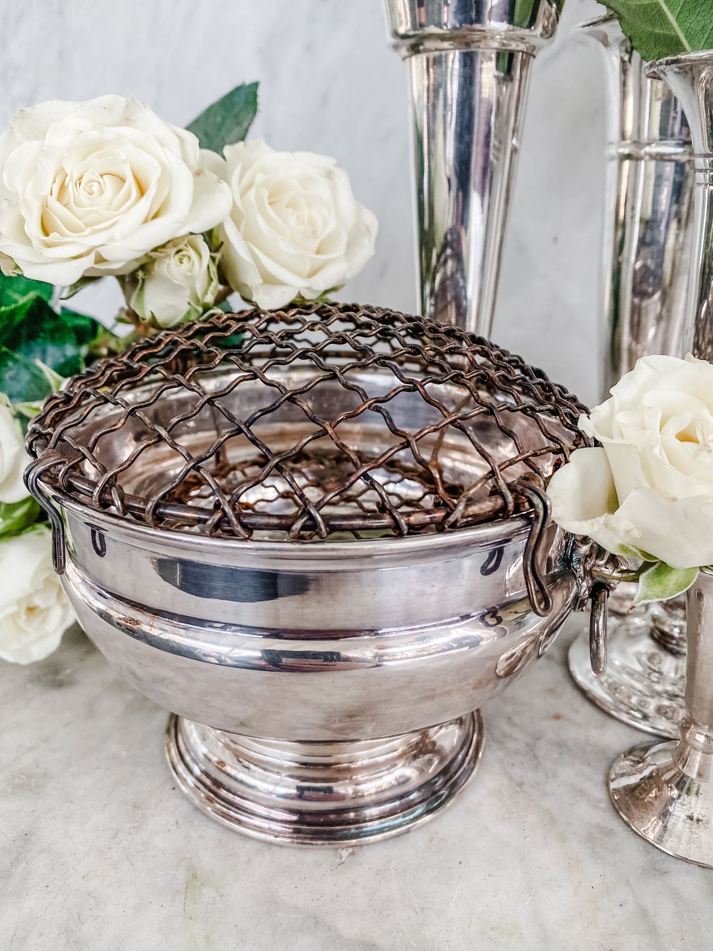 Reproduction Old Sheffield Plate Flower Frog