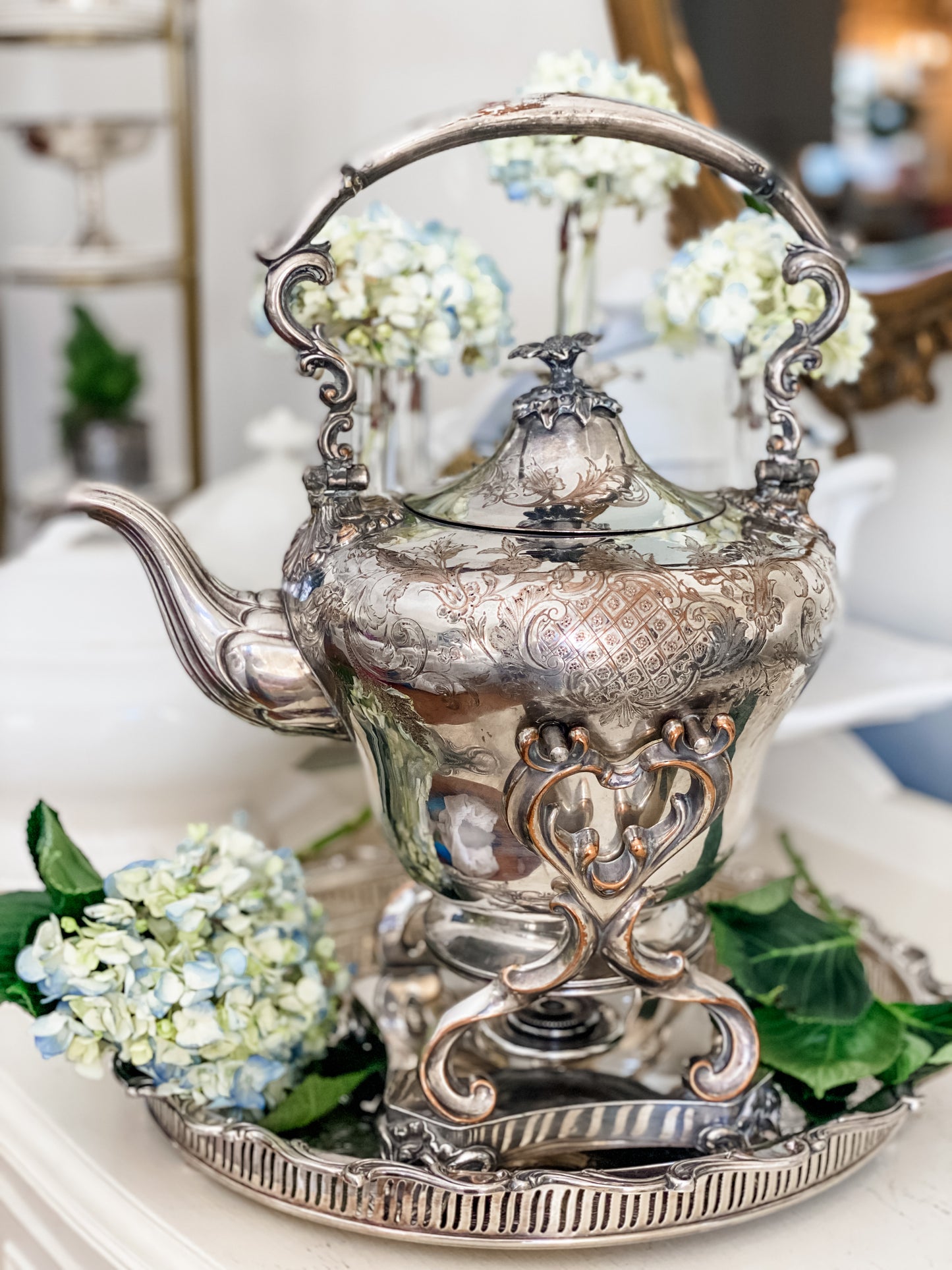 Beautiful Antique Teapot on Stand