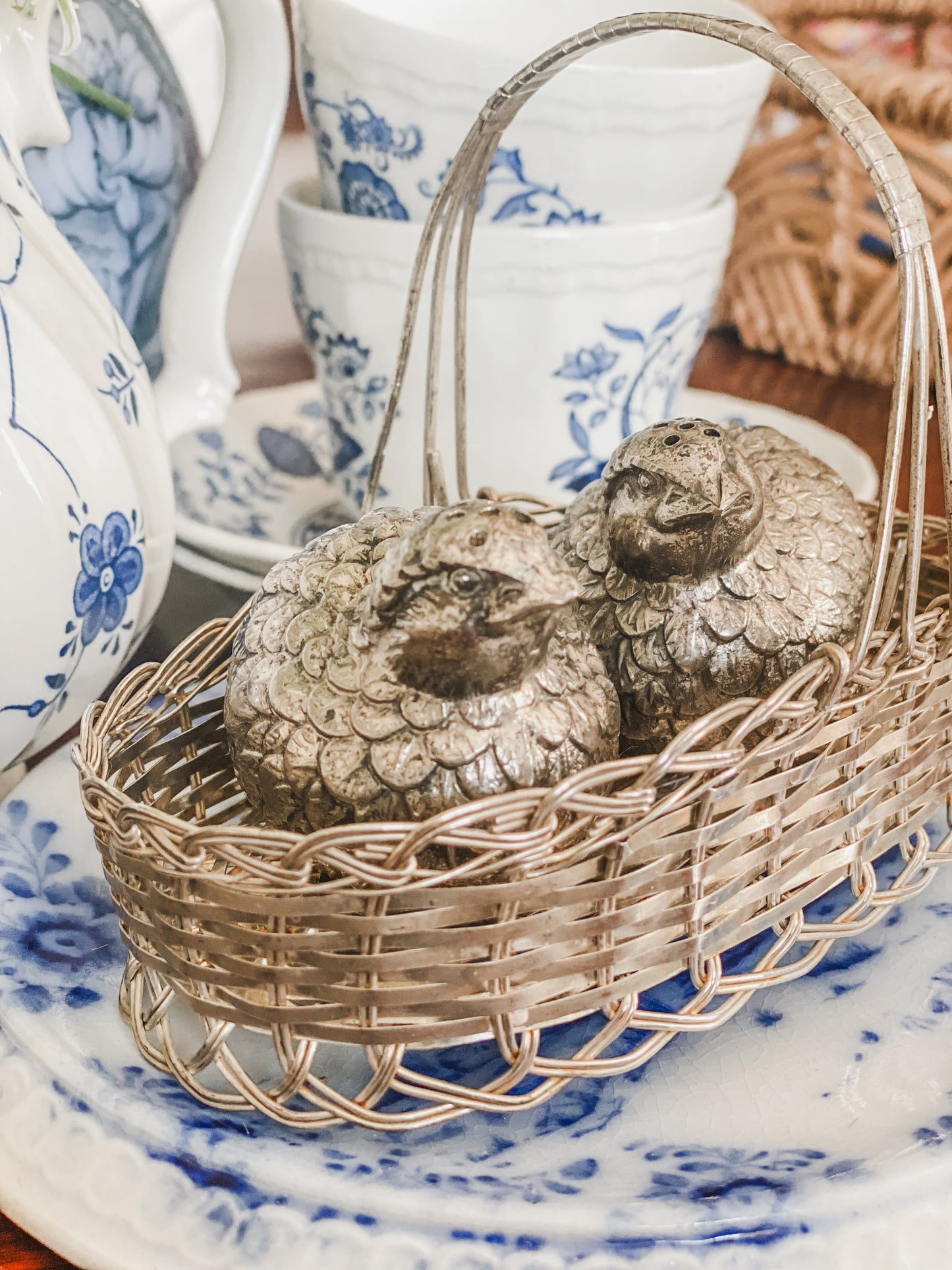 Bird Salt and Peppers in Basket