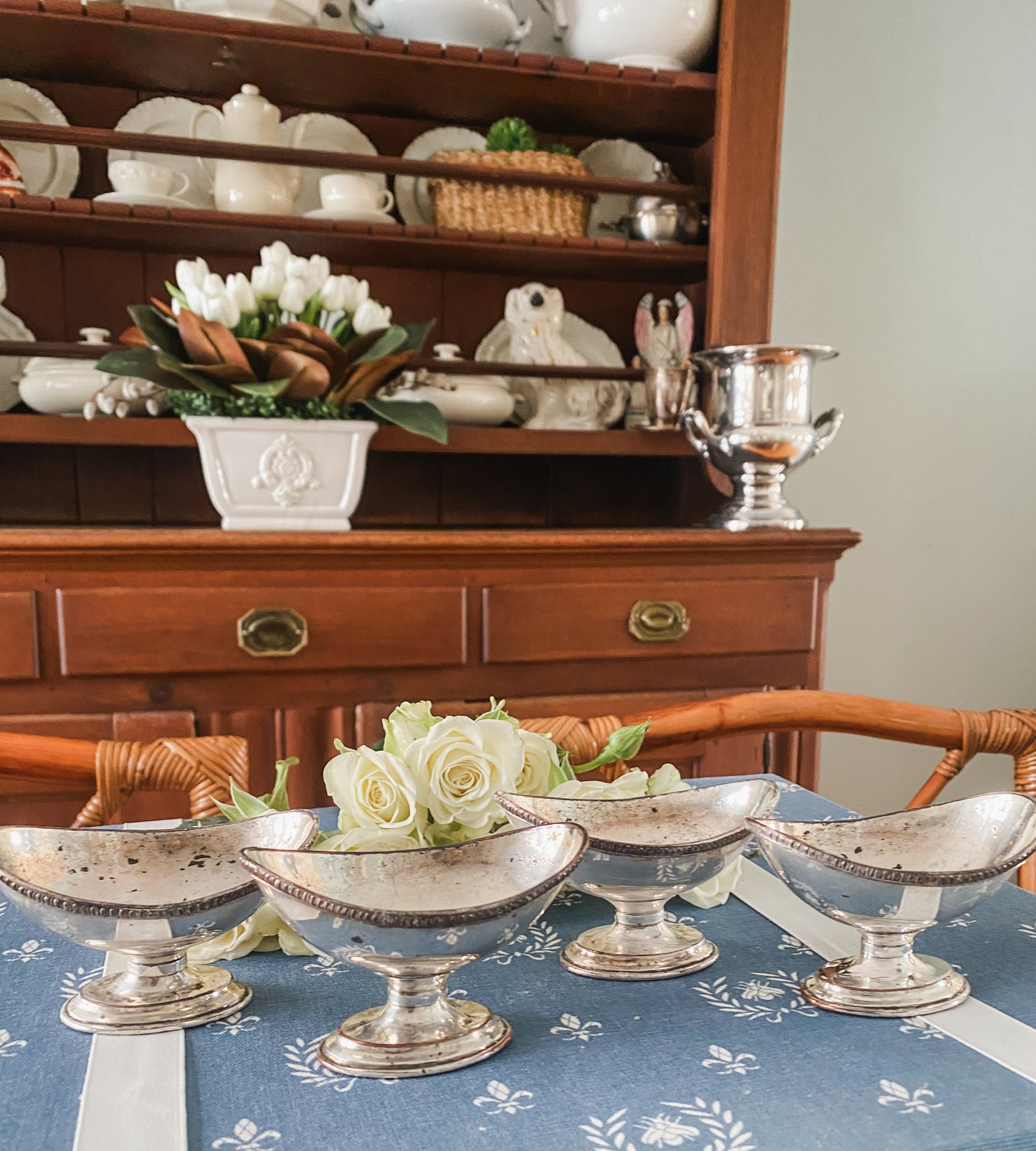 Rare Late 1700s – Early 1800s Old Sheffield Plate Pedestal Nut Bowl Set