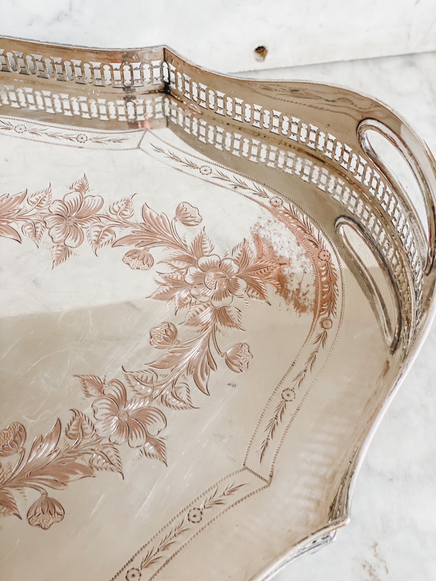 Beautifully Detailed Antique Gallery Tray