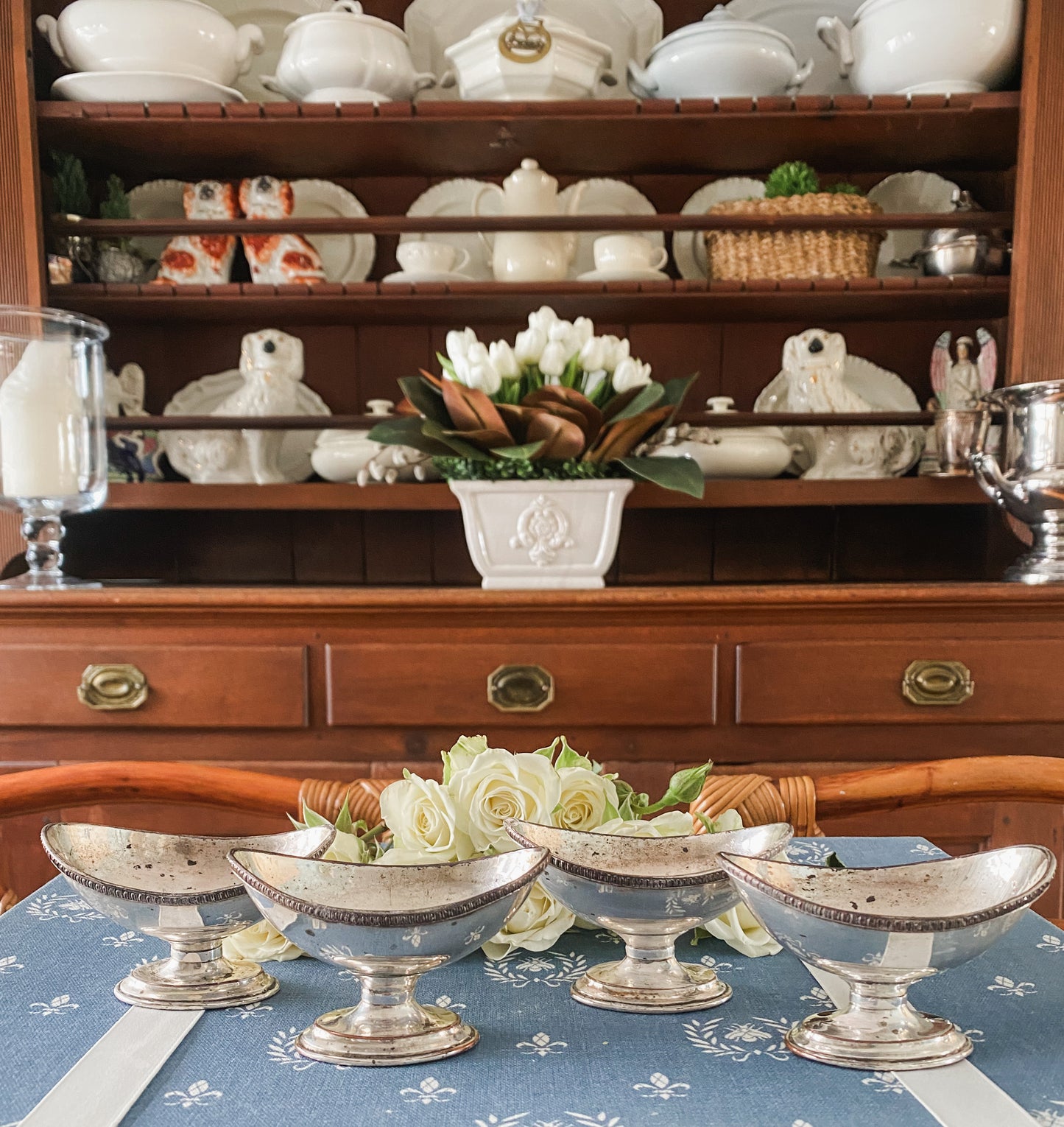 Rare Late 1700s – Early 1800s Old Sheffield Plate Pedestal Nut Bowl Set