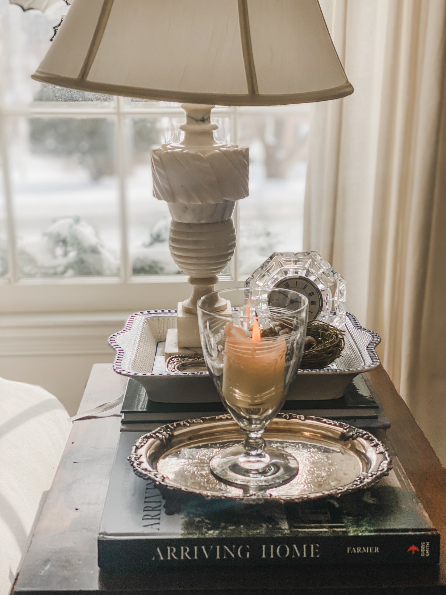 Vintage Carved Marble Lamp (A.)