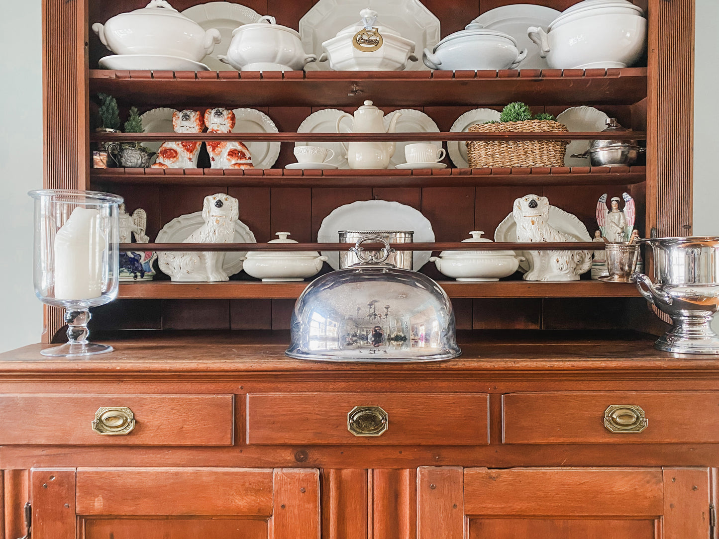 Grand Victorian Silverplate Meat Dome – Stunning Display Piece with Intricate Handle & Hanging Hook