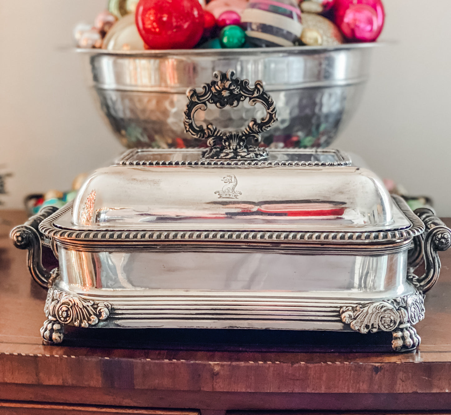 Historic and Remarkable Example of Old Sheffield Plate 3-piece Chafing Dish