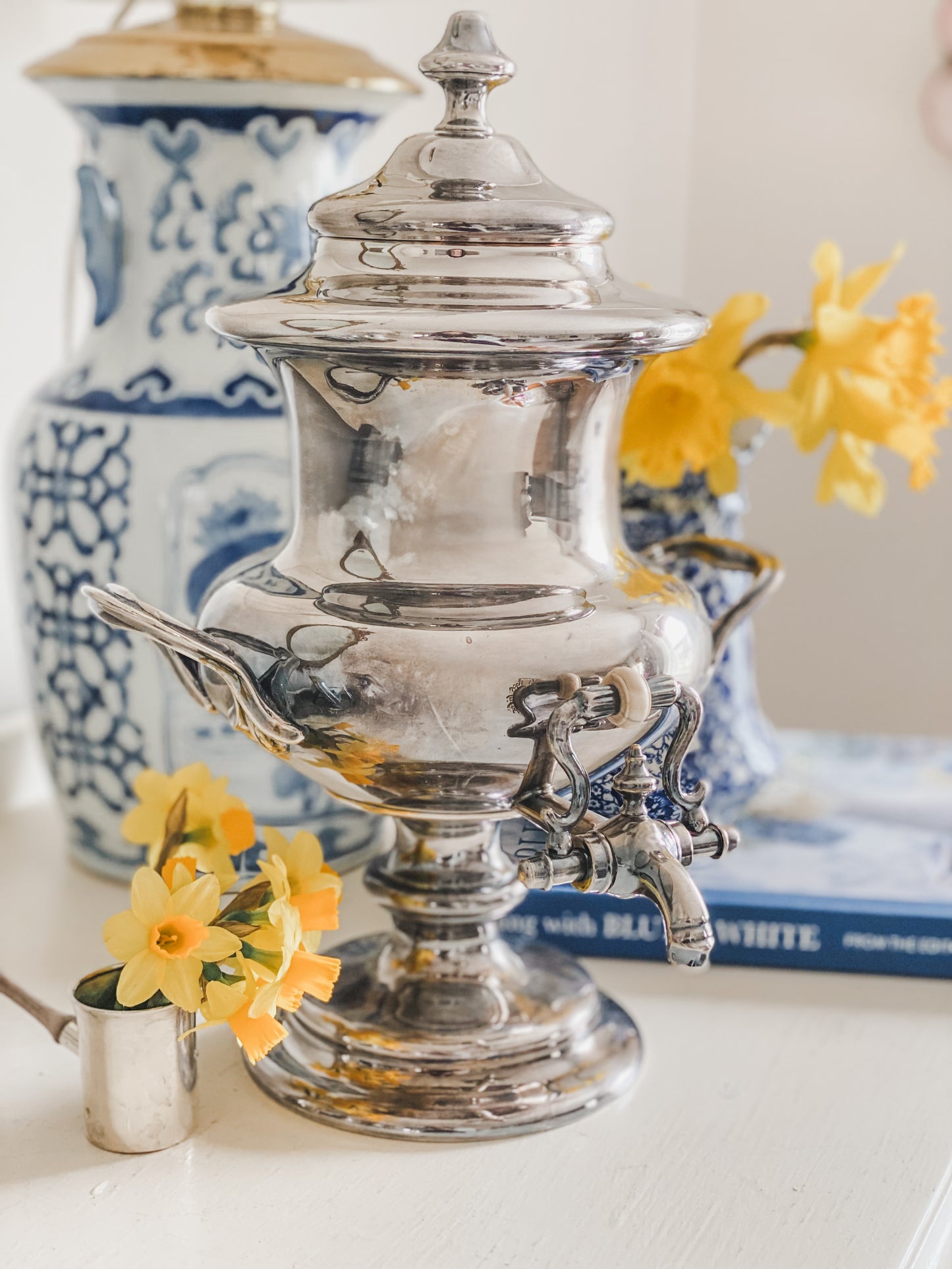 Old Sheffield Plate Water Urn – 15" Hand-Finished Antique with Fluted Design