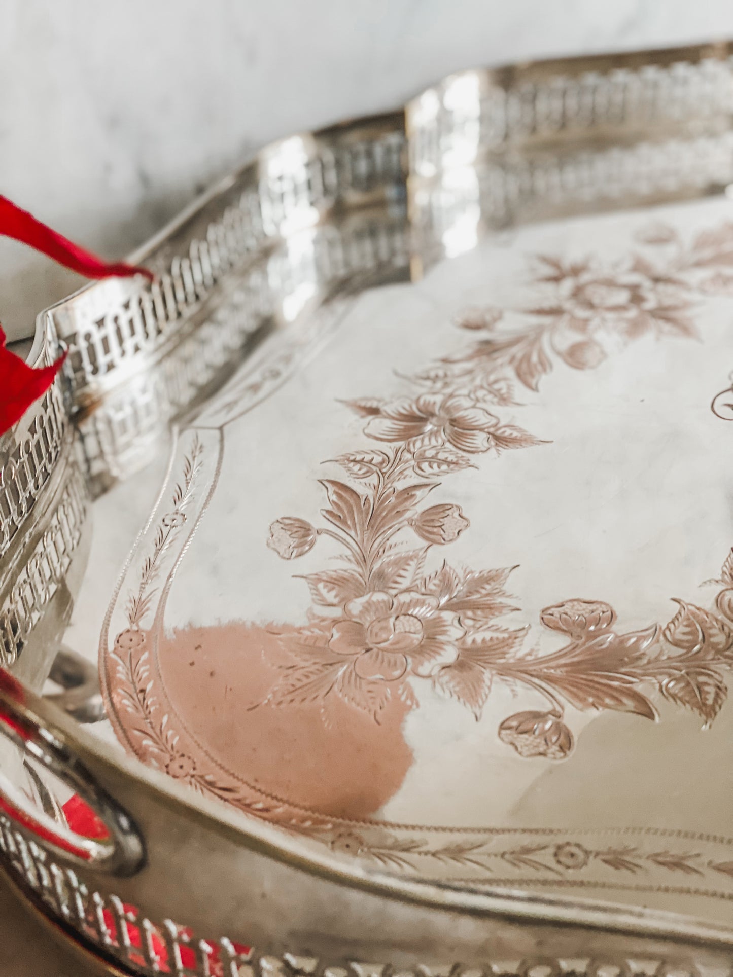 Beautifully Detailed Antique Gallery Tray