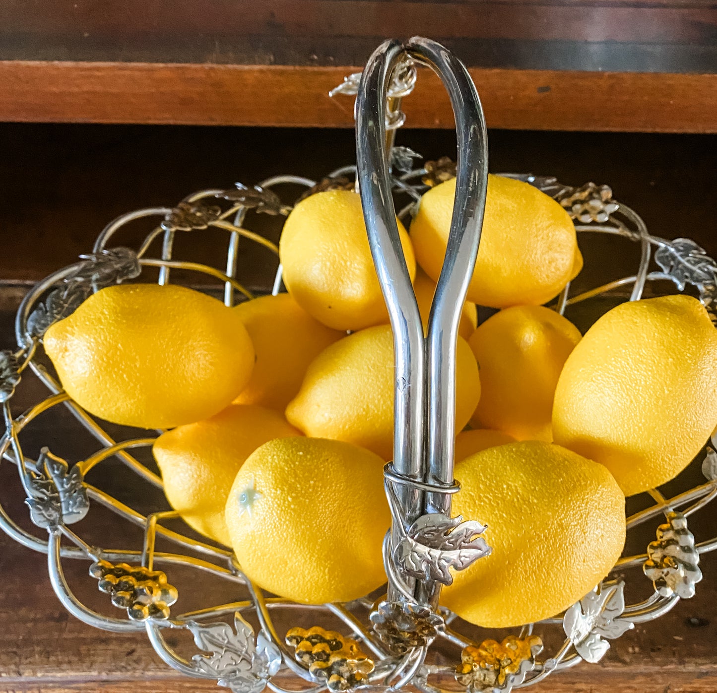 Vintage Basket with Grape Motif