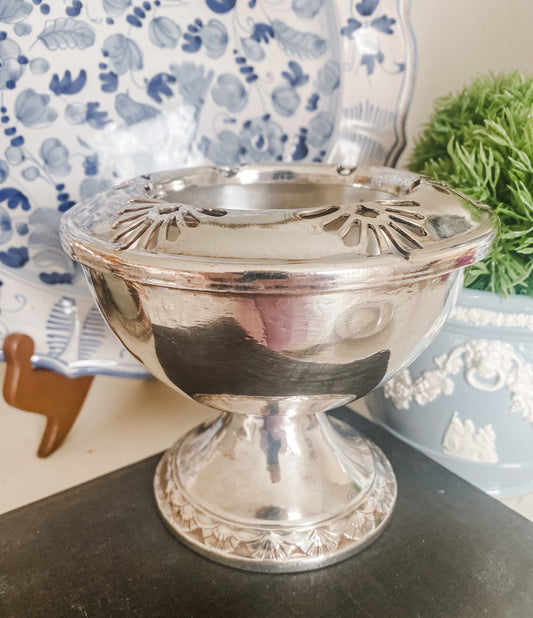 Heavy Silverplate Flower Frog with Removable Rim
