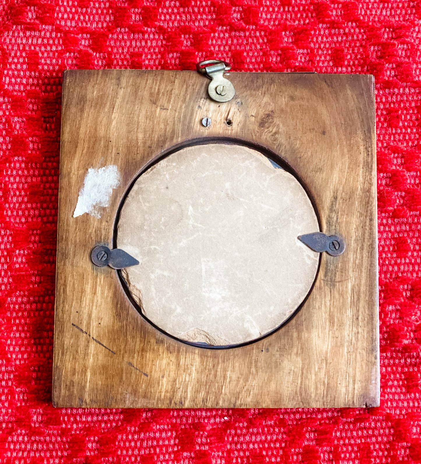 Antique Mahogany Inlaid Miniature Mirror