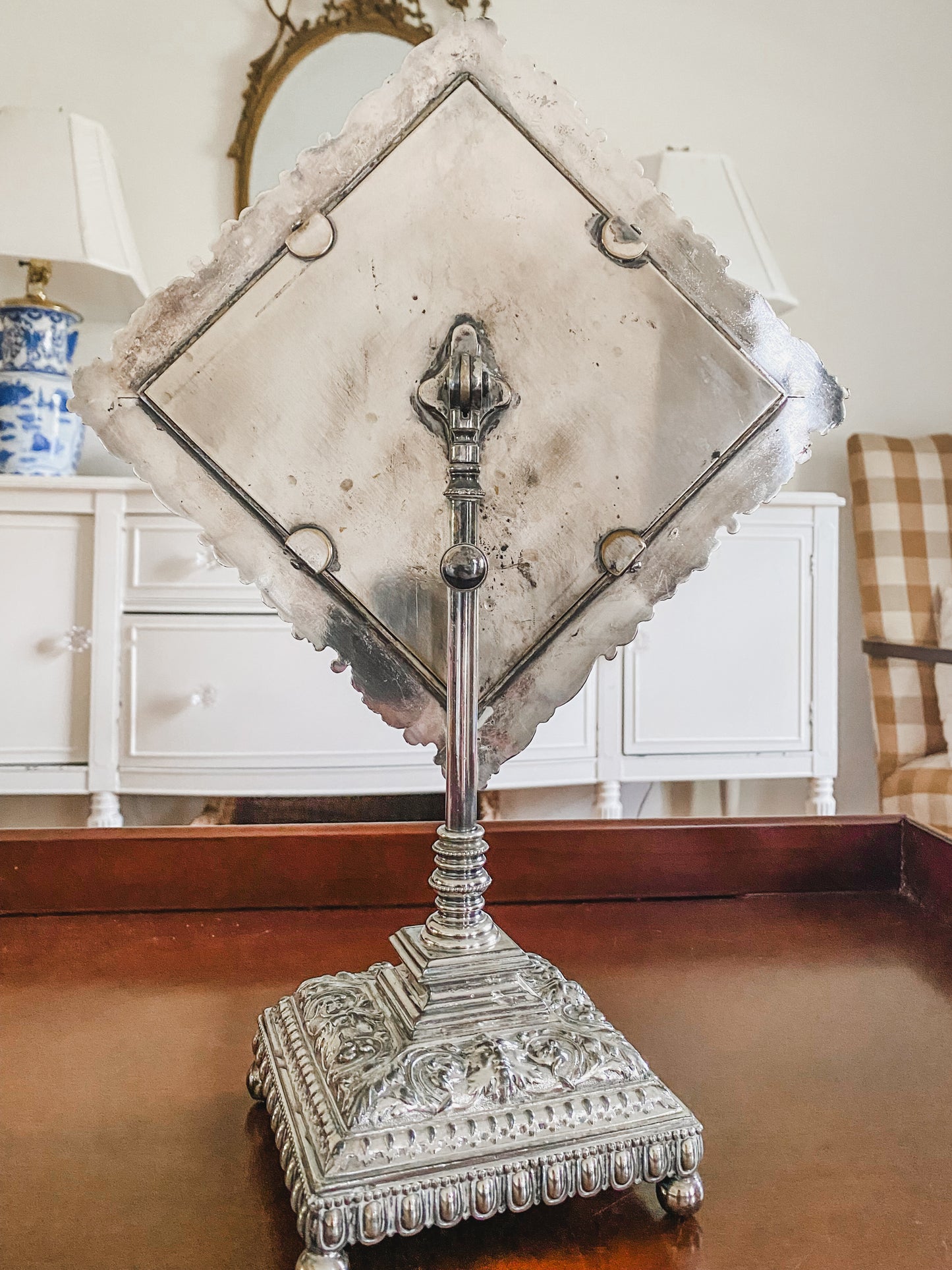 Incredible Victorian Antique Tripleplated Mirror