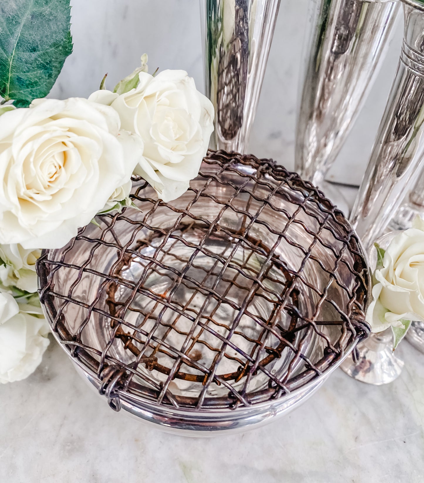 Reproduction Old Sheffield Plate Flower Frog