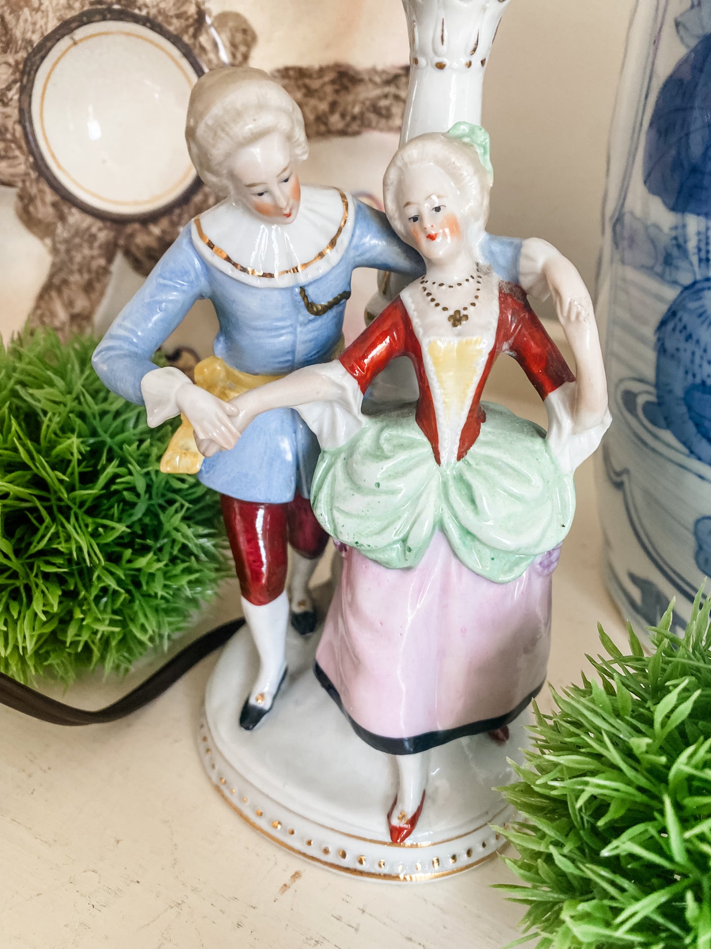 Petite Pair: Vintage Staffordshire Style Lamp