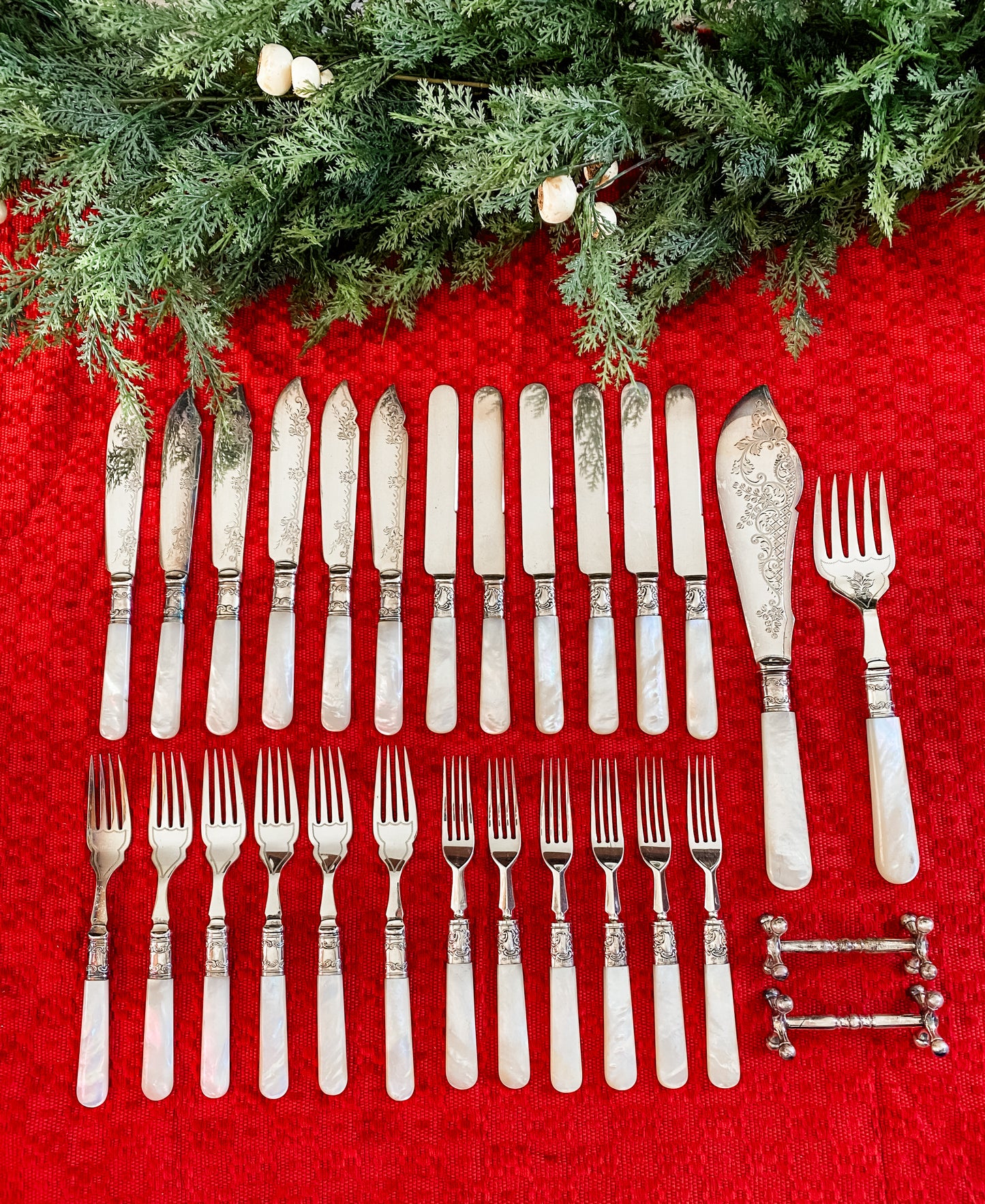 Very Rare Antique English Mother of Pearl Cutlery Set