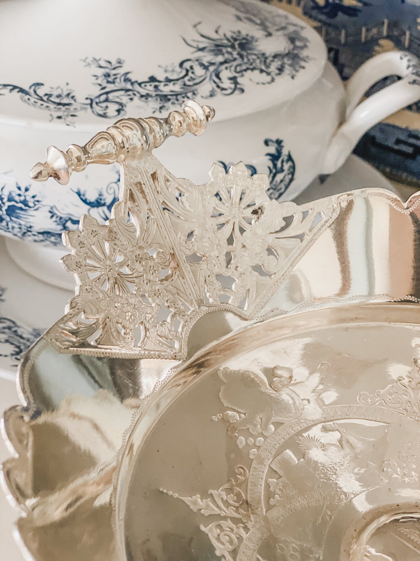 Exquisite Antique Pedestal Centerpiece