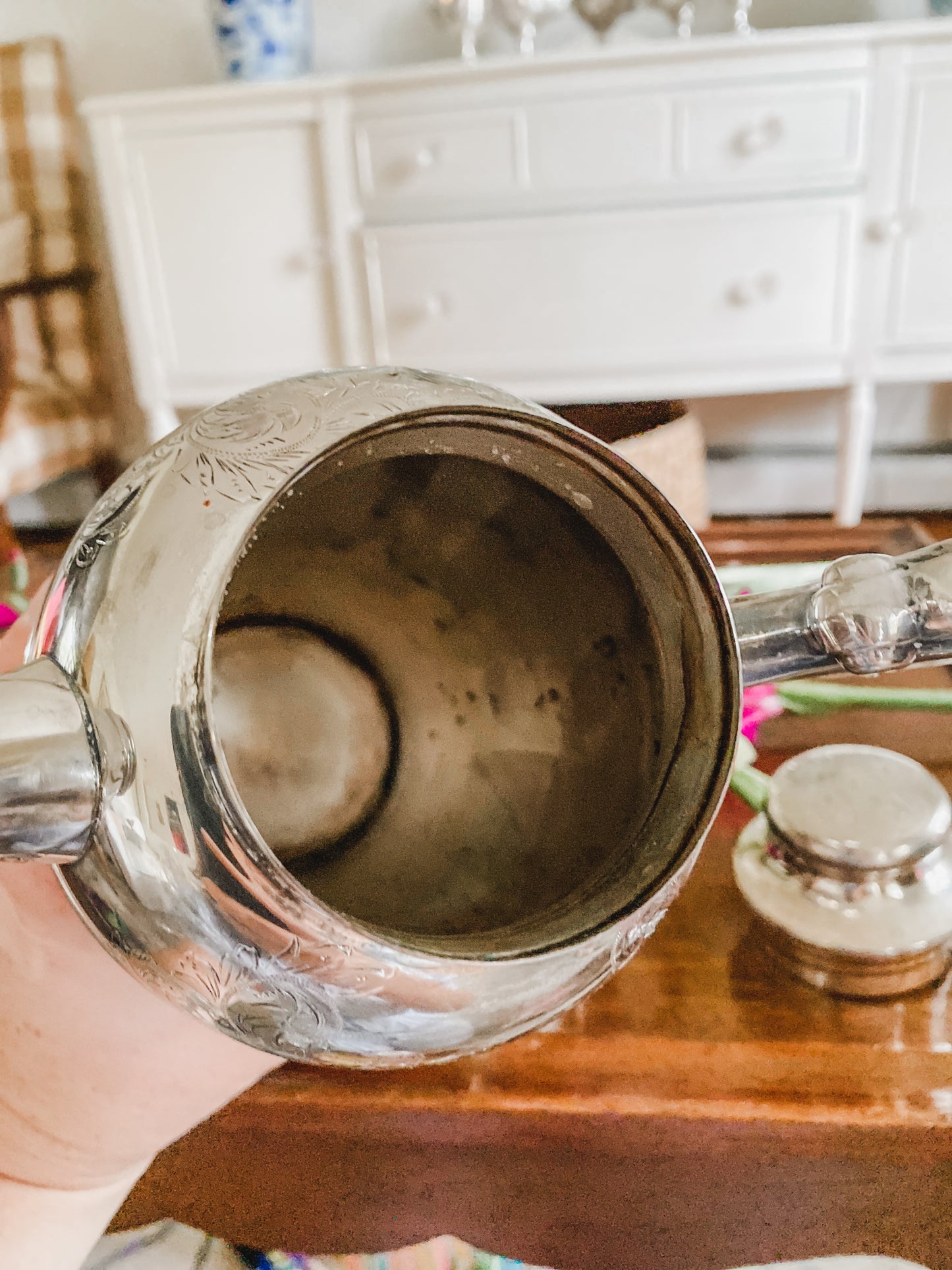 Etched Antique Cocktail Shaker