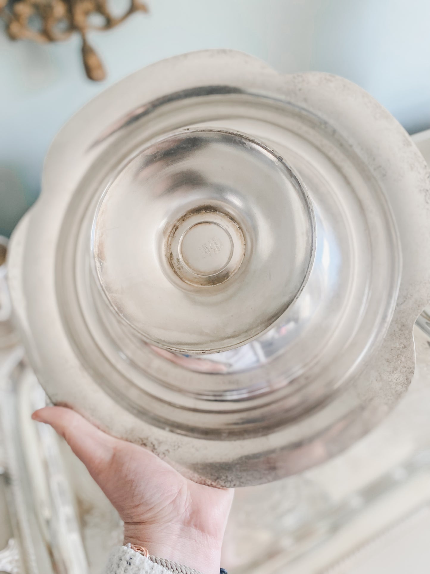 Antique Silver Pedestal Flower Frog