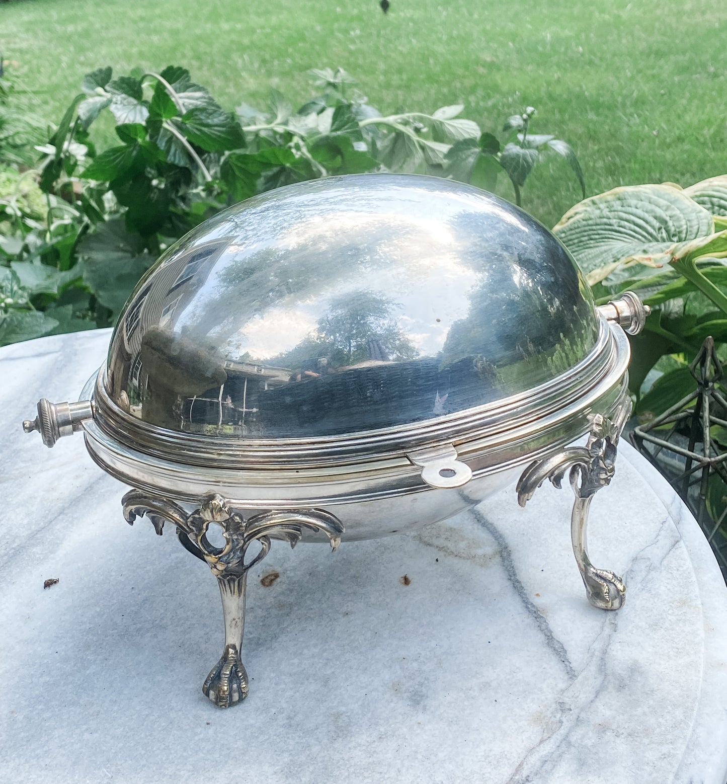 Lovely Antique Revolving Dome Server. (First on left)