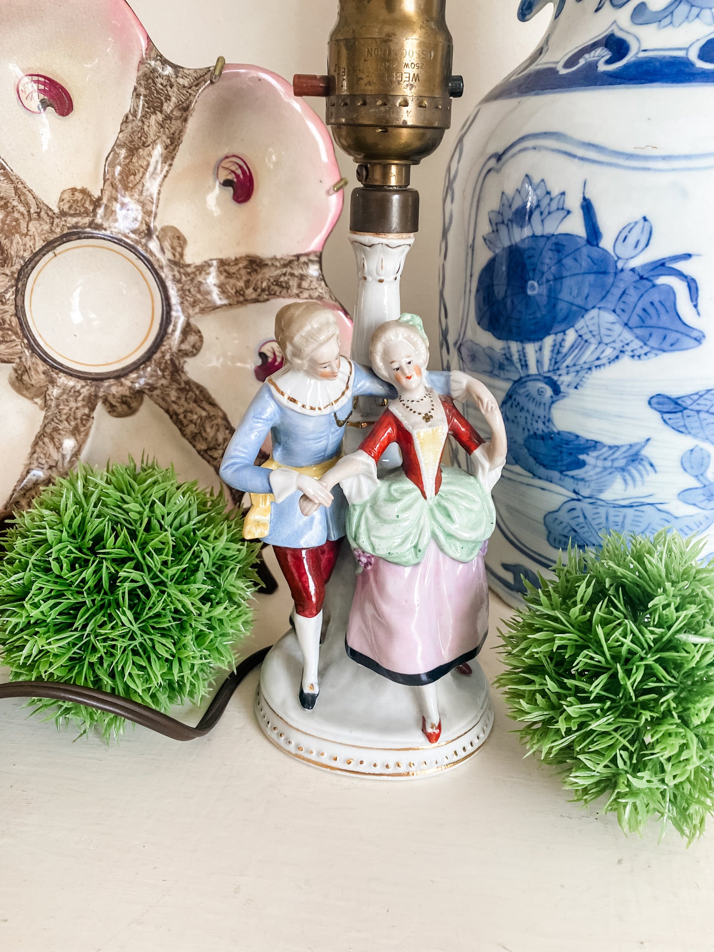 Petite Pair: Vintage Staffordshire Style Lamp