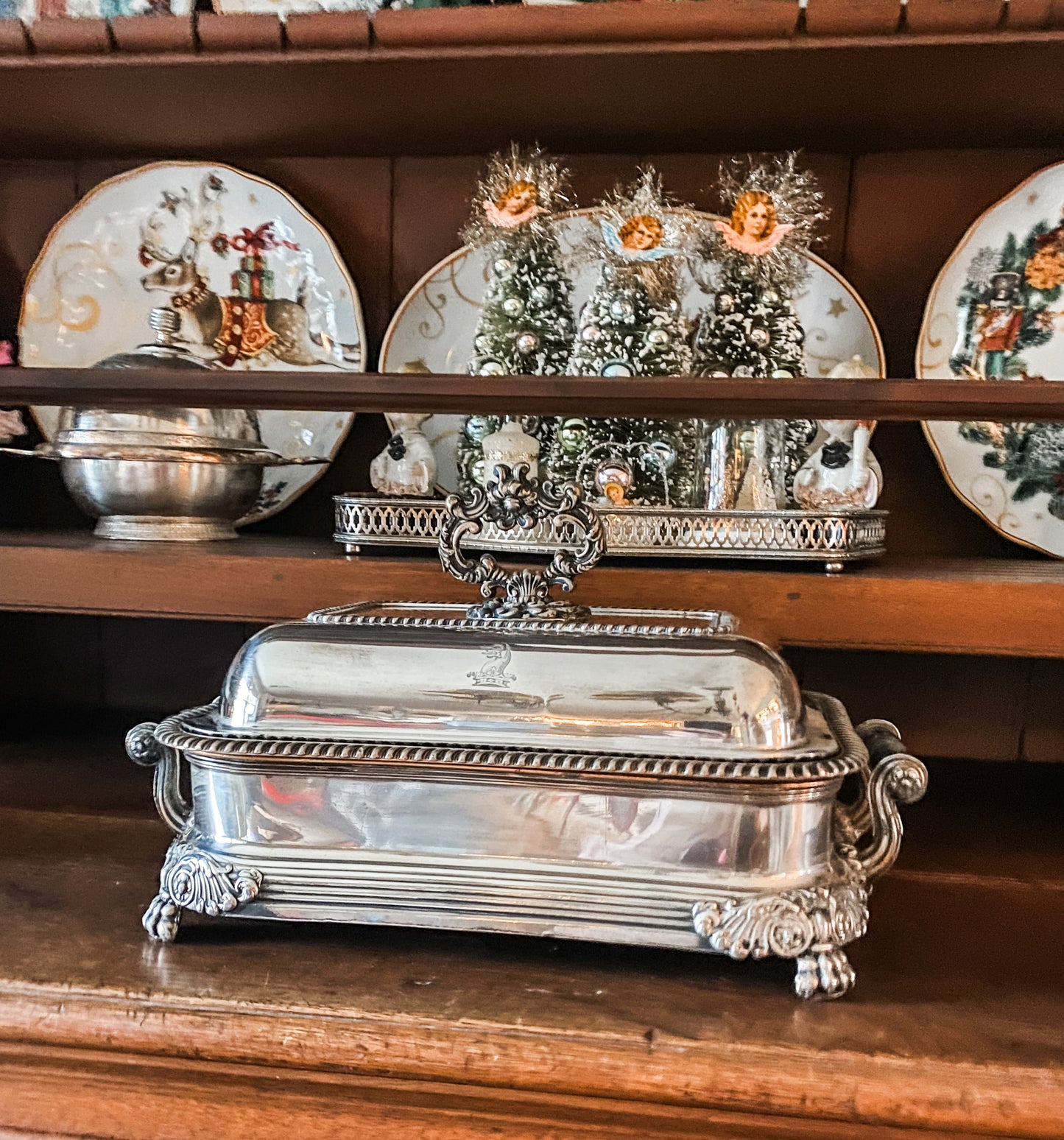 Historic and Remarkable Example of Old Sheffield Plate 3-piece Chafing Dish