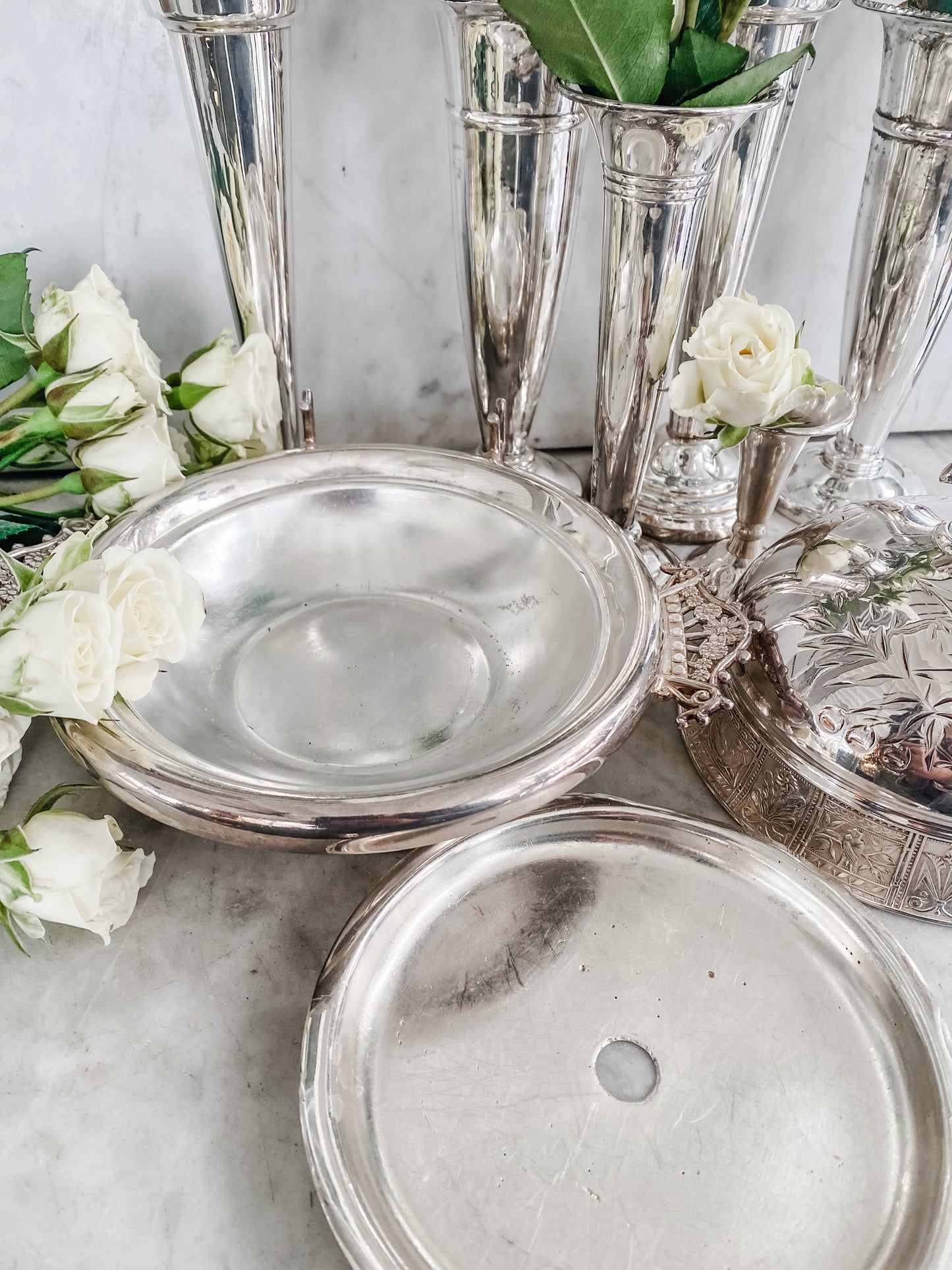 Large Antique Quadroupleplate Dome Butter Dish