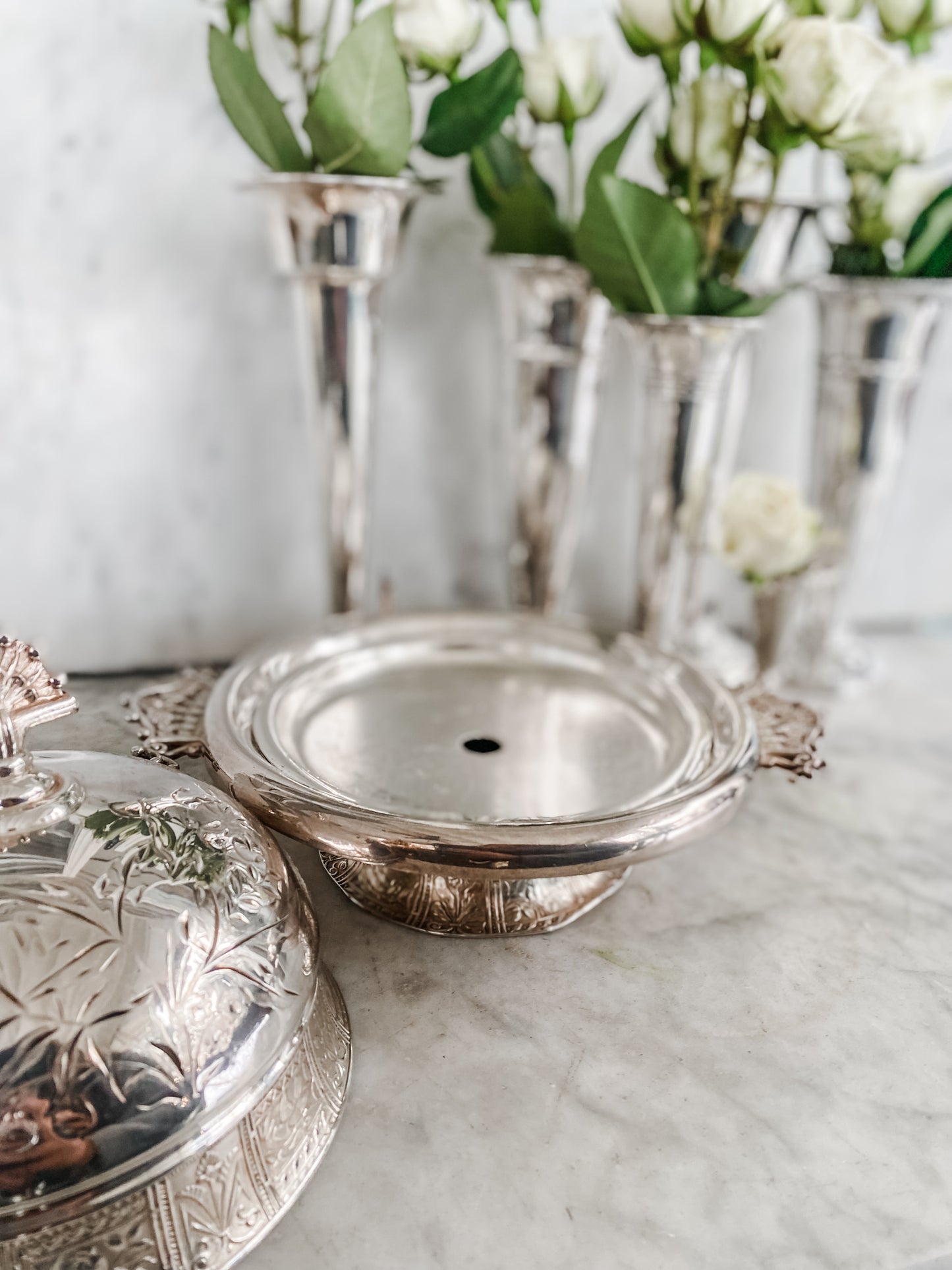 Large Antique Quadroupleplate Dome Butter Dish