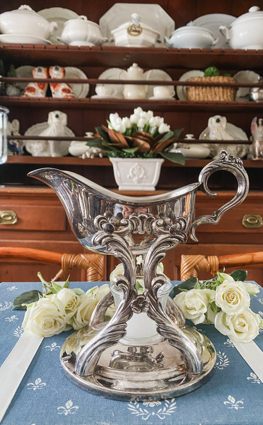 Lovely Vintage FB Rogers Tilting Gravy Boat with Warming Stand – Functional & Beautiful