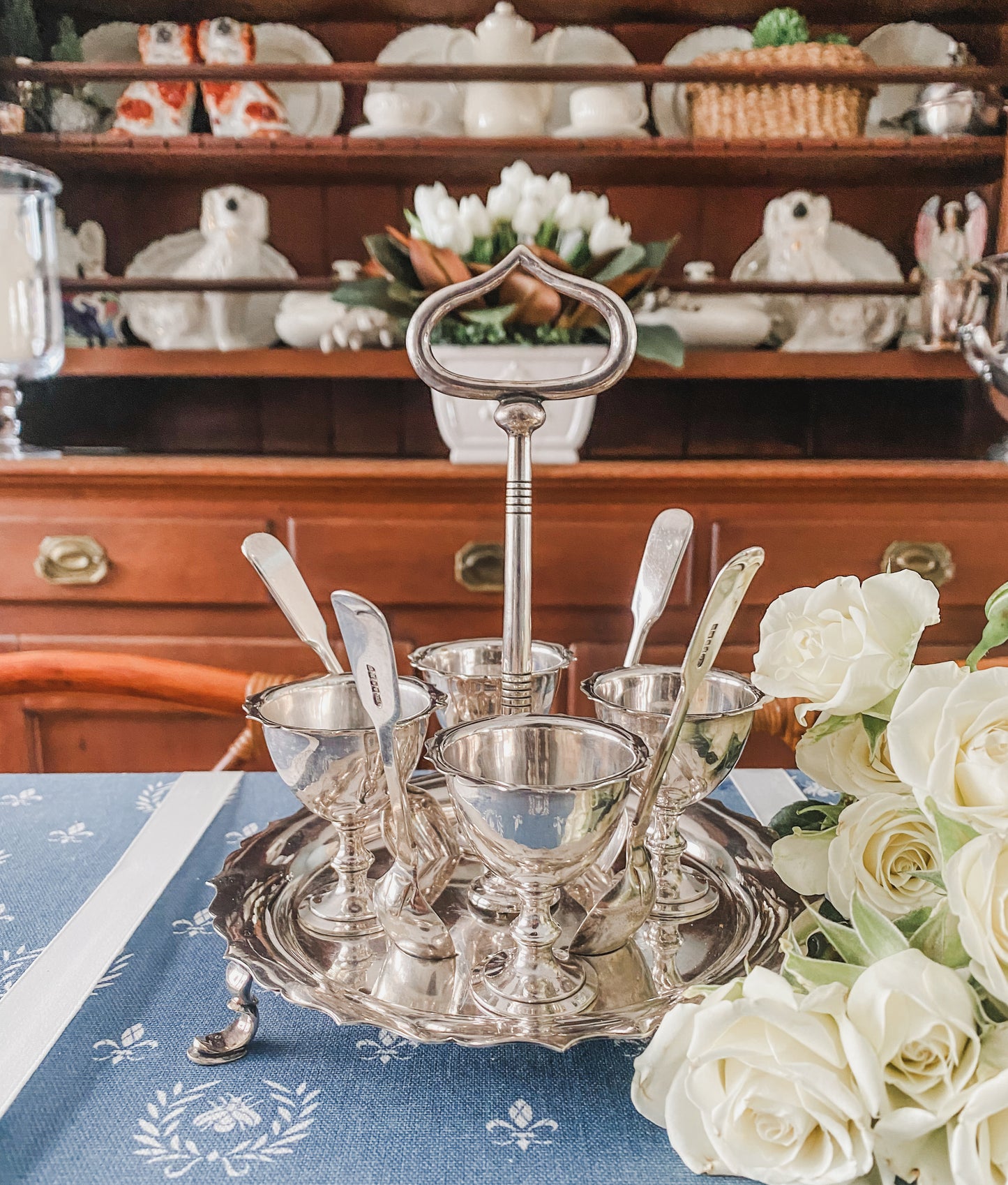 Antique Collingwood & Co. Silverplate Egg Caddy – Complete with Egg Cups & Spoon Slots