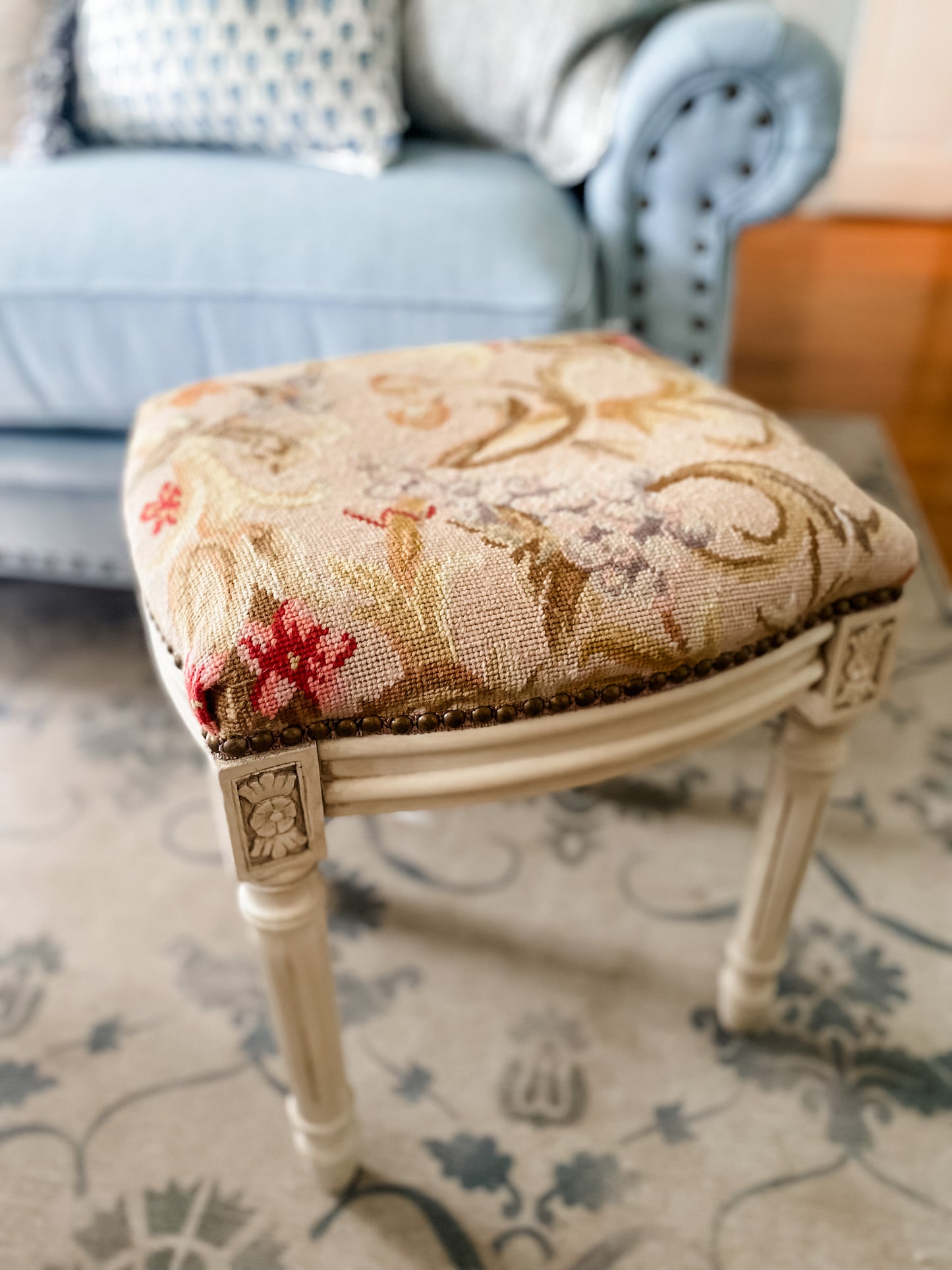 Beautiful Needlepoint Louis XVI Stool