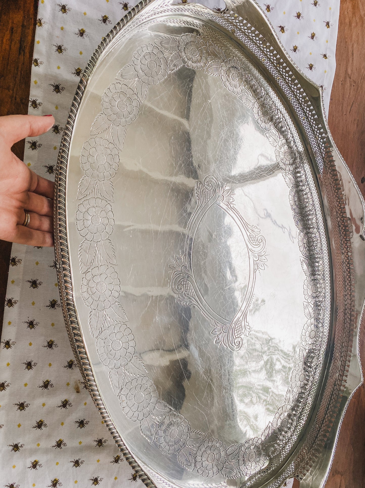 Huge Antique Gallery Tray