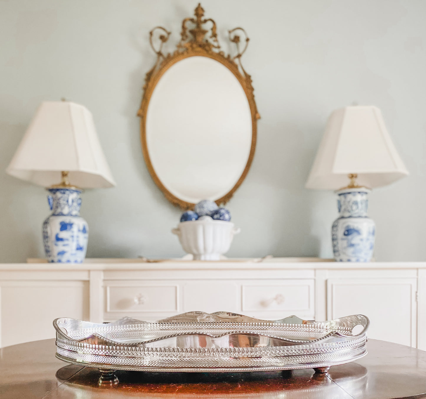 Huge Antique Gallery Tray