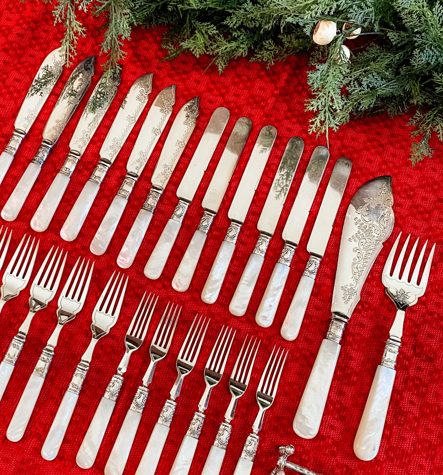 Very Rare Antique English Mother of Pearl Cutlery Set