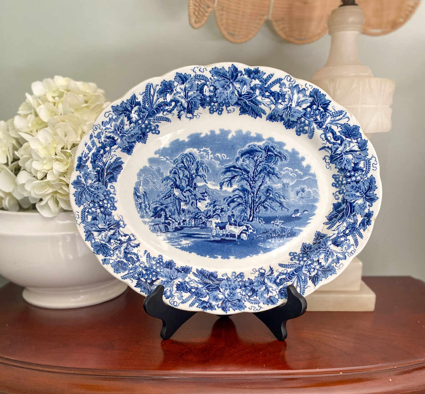 Antique Blue and White Transferware platter