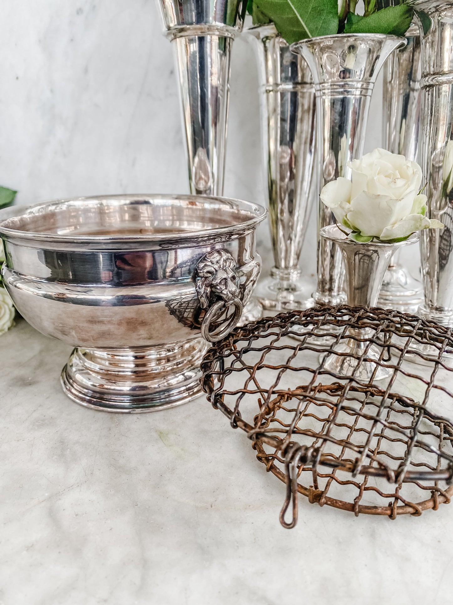 Reproduction Old Sheffield Plate Flower Frog