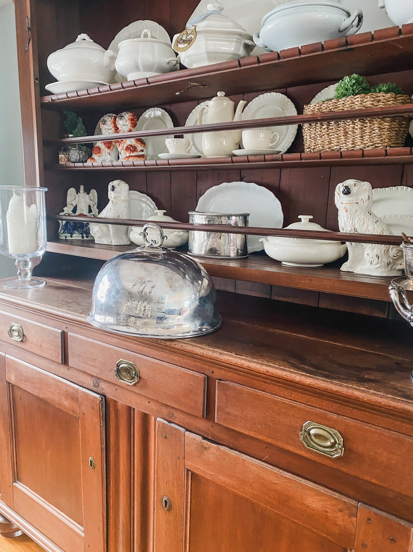 Grand Victorian Silverplate Meat Dome – Stunning Display Piece with Intricate Handle & Hanging Hook