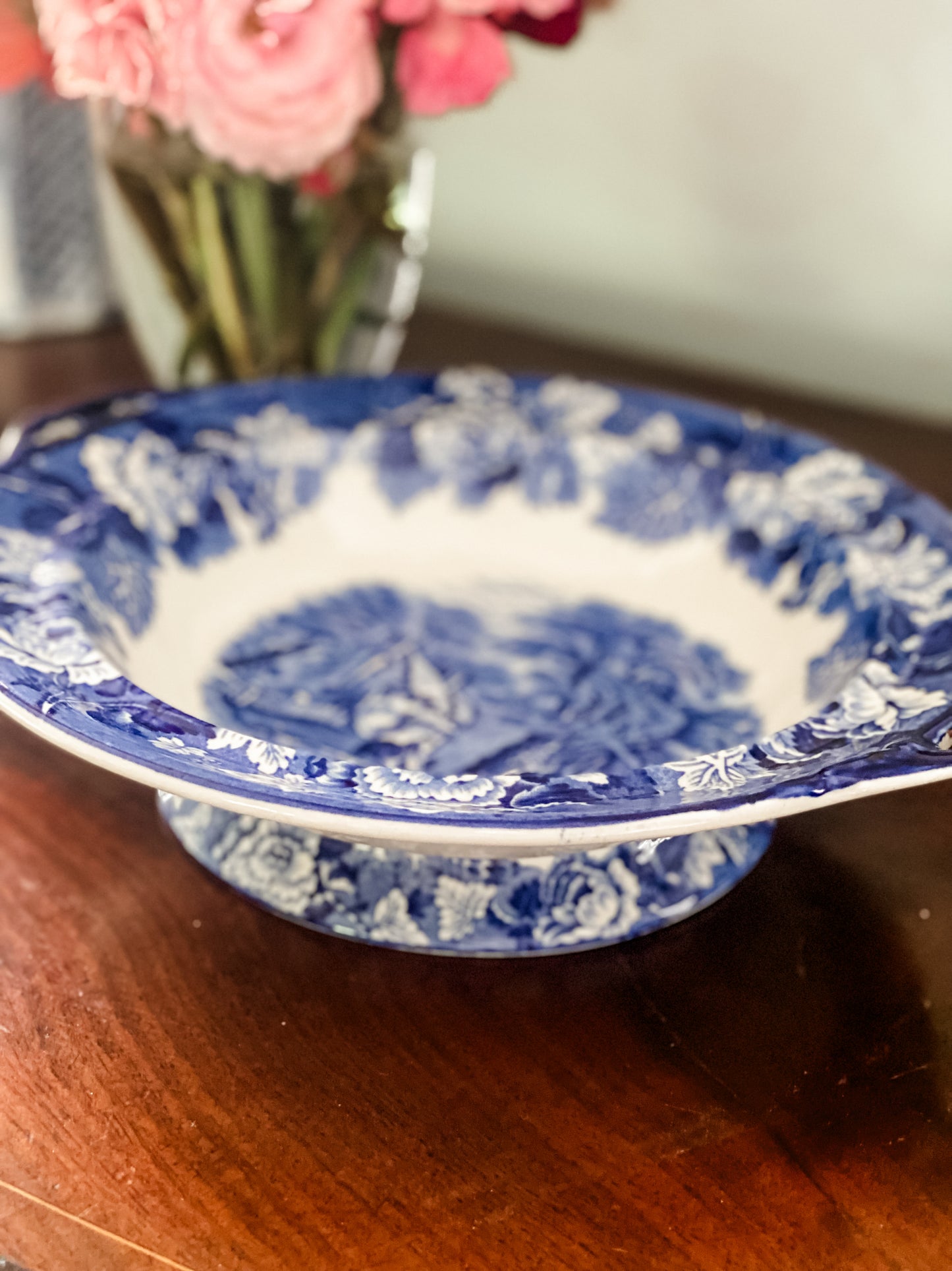 Antique Blue and White English Serving Bowl