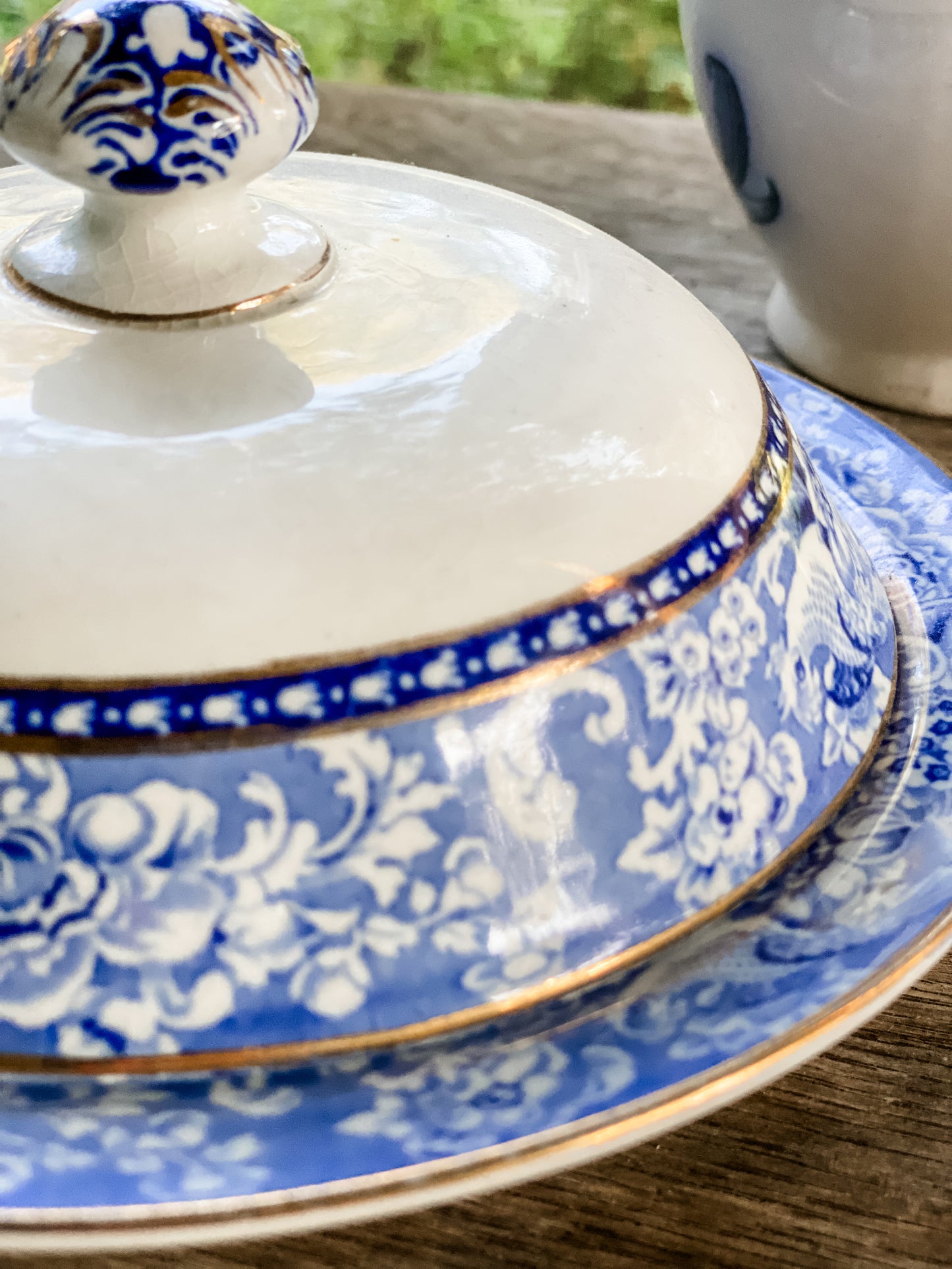 Blue and White Antique Butter Dish