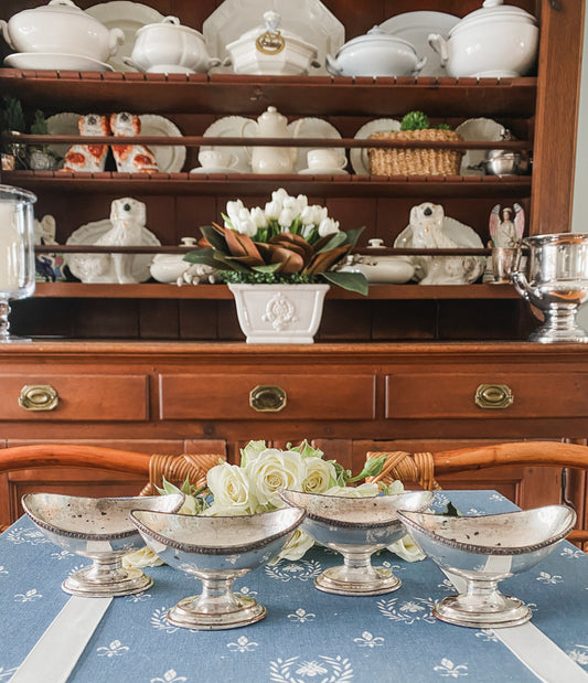 Rare Late 1700s – Early 1800s Old Sheffield Plate Pedestal Nut Bowl Set