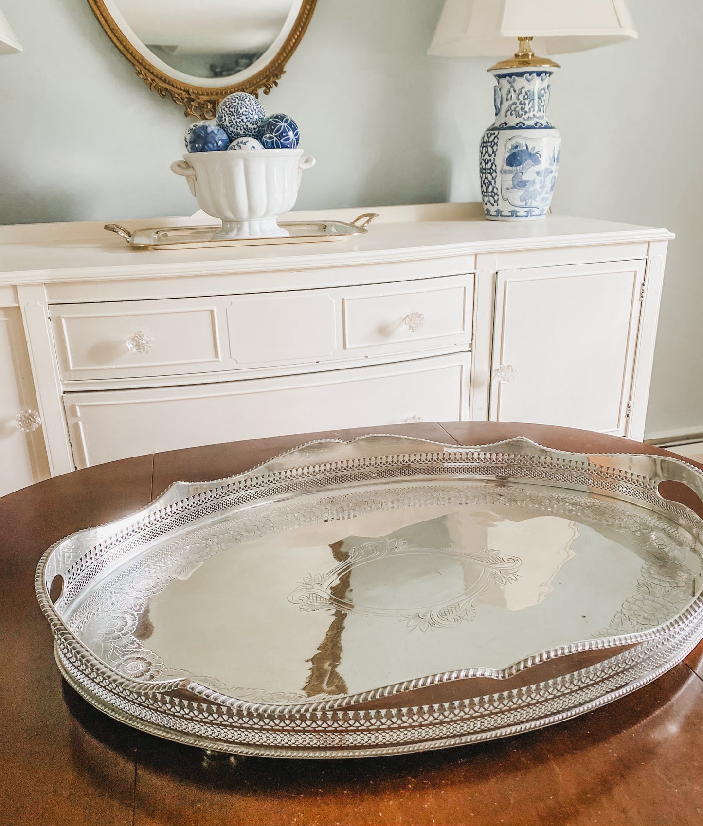 Huge Antique Gallery Tray