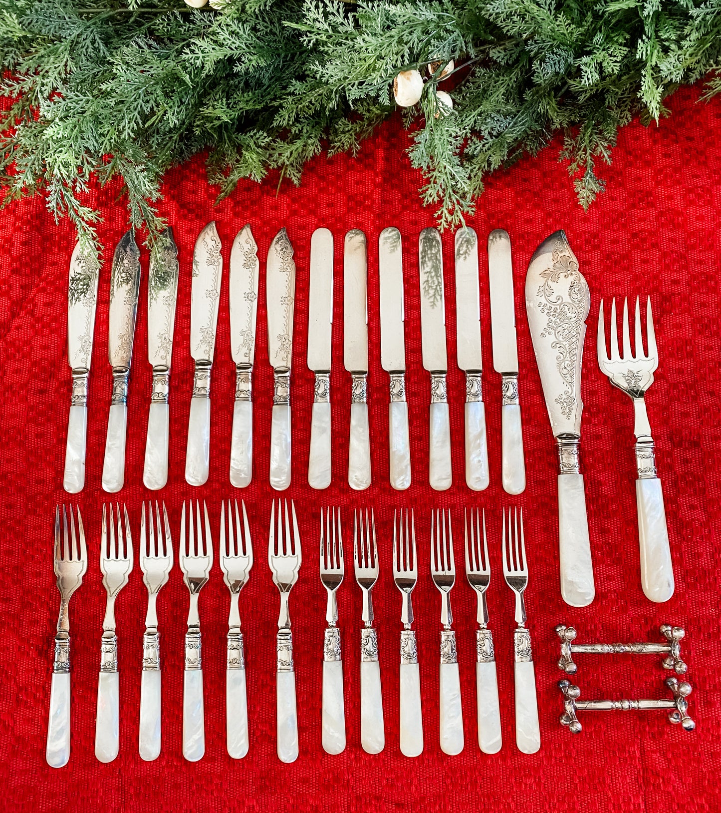 Very Rare Antique English Mother of Pearl Cutlery Set