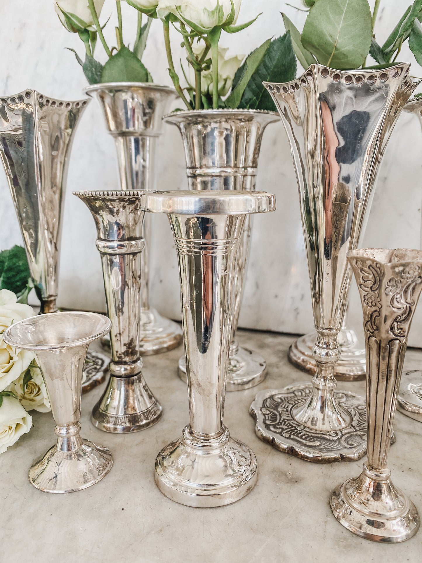 Fabulous Collection of 15 Trumpet Vases