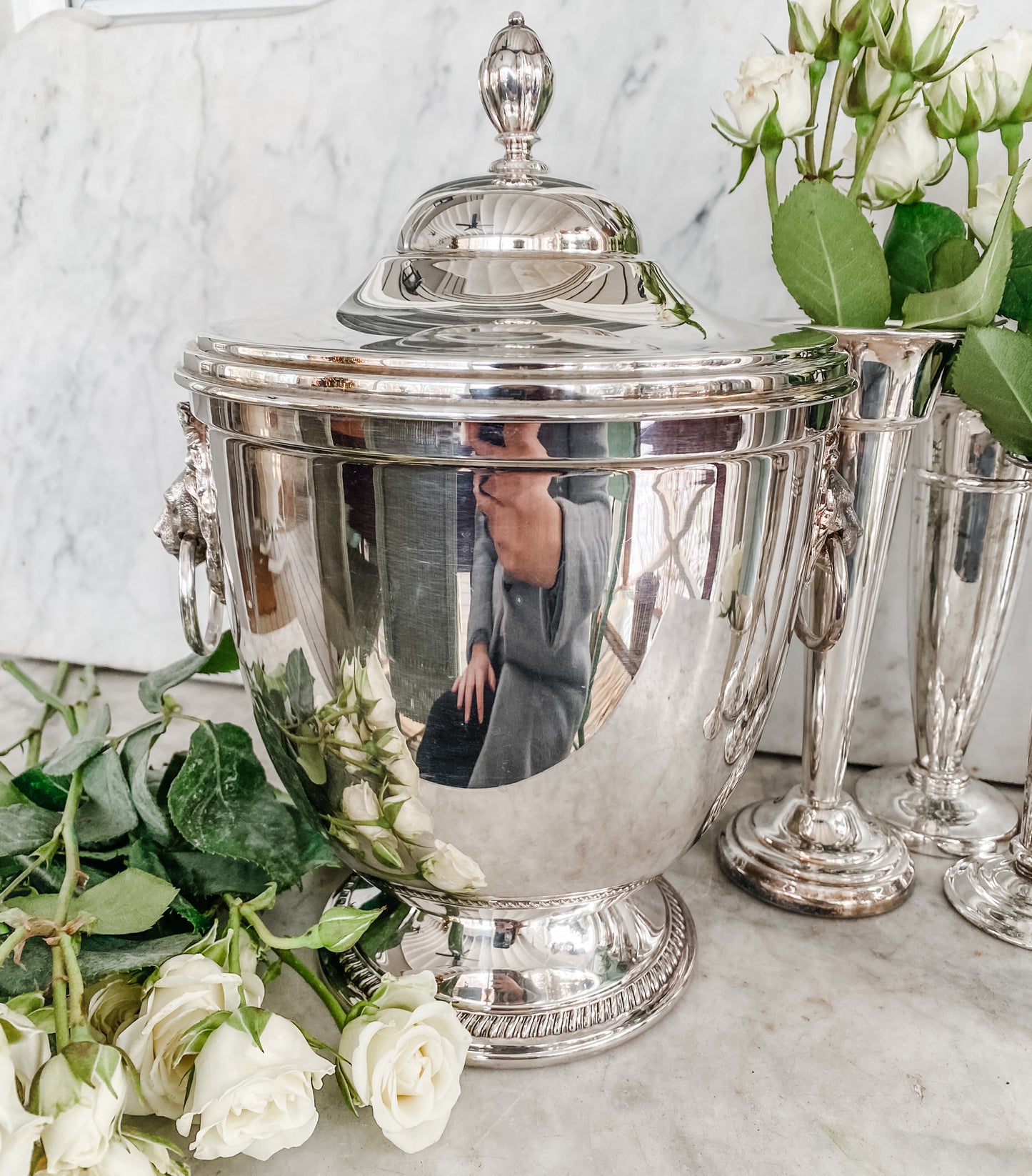 Gorgeous Ice Bucket with Lion Head Mount Handles