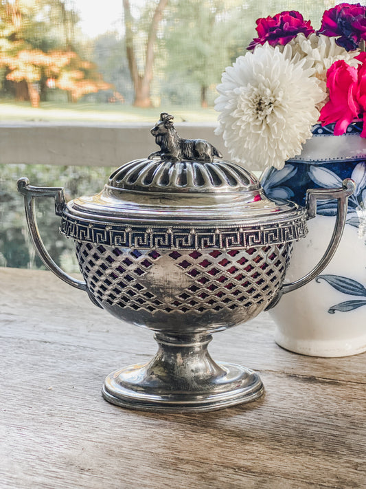 Antique Compote with Ruby Red Glass Liner