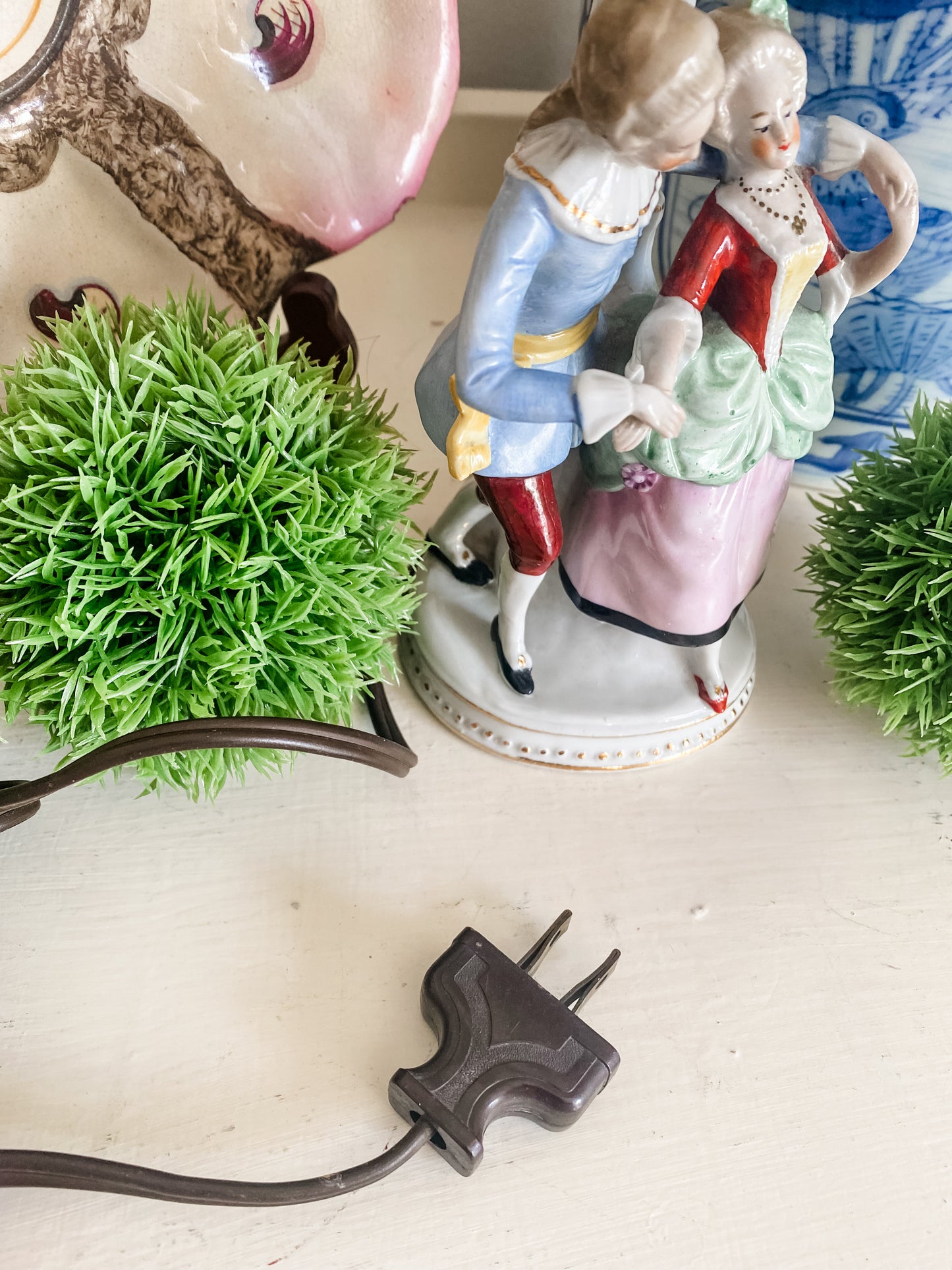 Petite Pair: Vintage Staffordshire Style Lamp