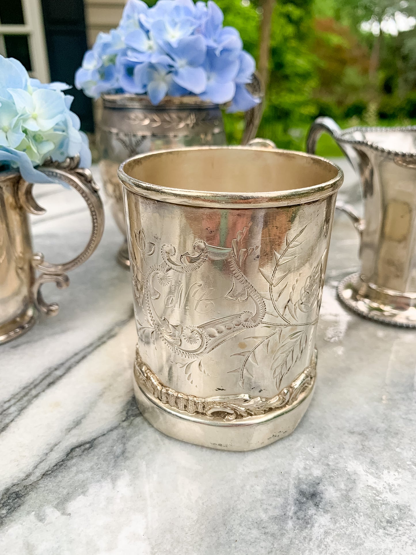 5 Antique Victorian Quadruple Plated Cups