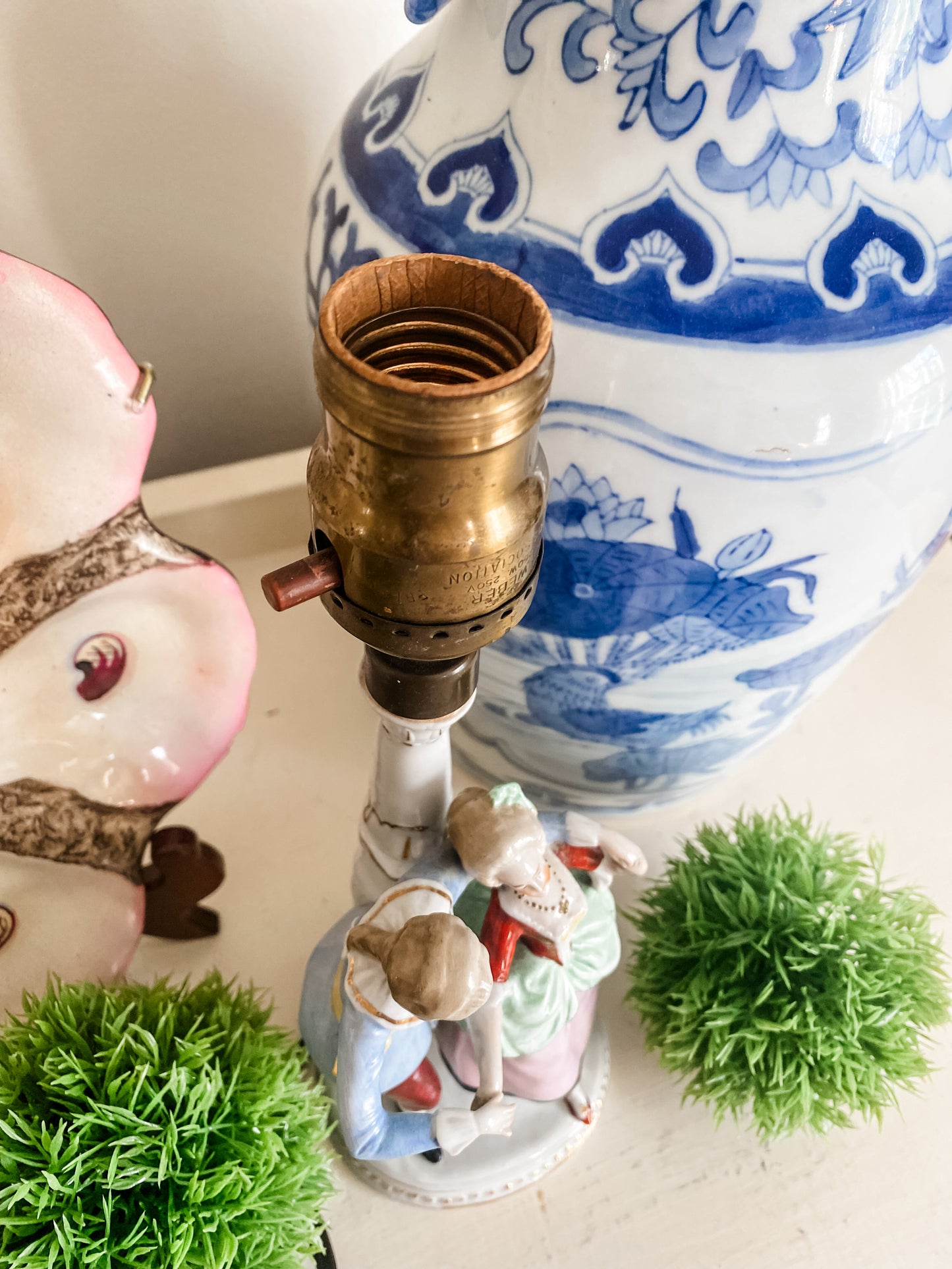 Petite Pair: Vintage Staffordshire Style Lamp