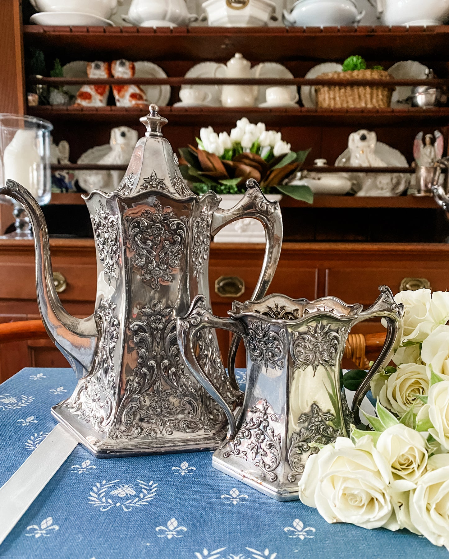 Exquisite Late 1800s Forbes Silverplate Teapot & Sugar Bowl – Ornate Repoussé Detailing & Quadruple Plate