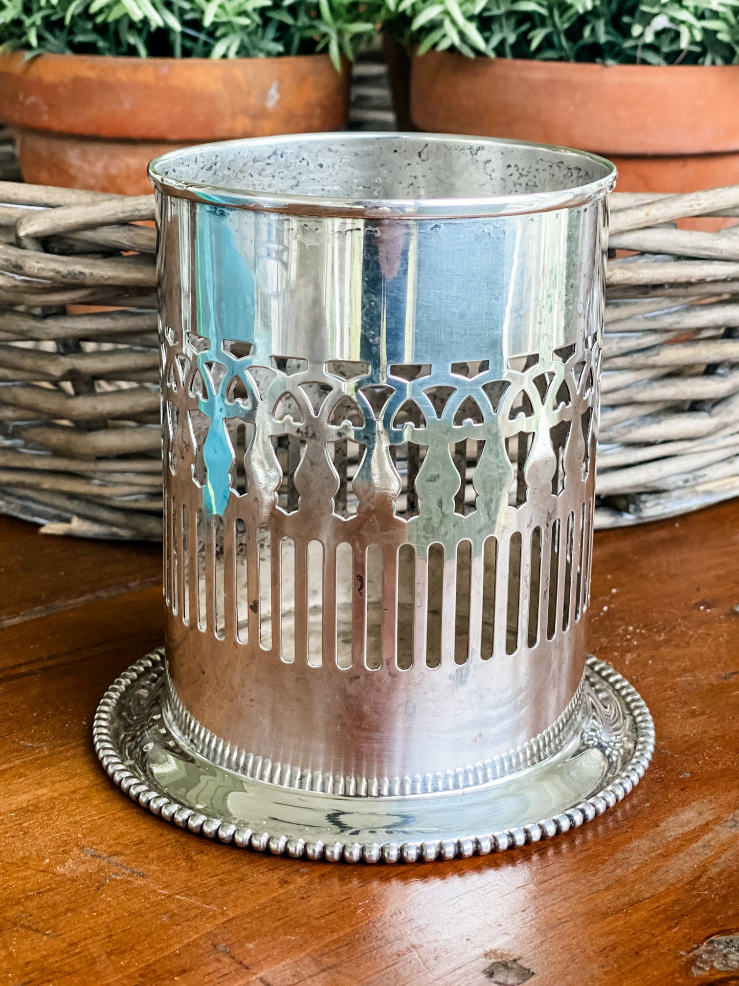 Antique Reticulated Bottle Holder