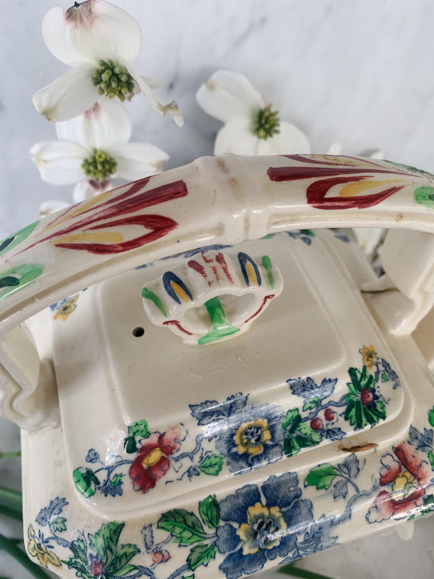 Antique Mason’s Ironstone Teapot, Hand-Painted Floral, England